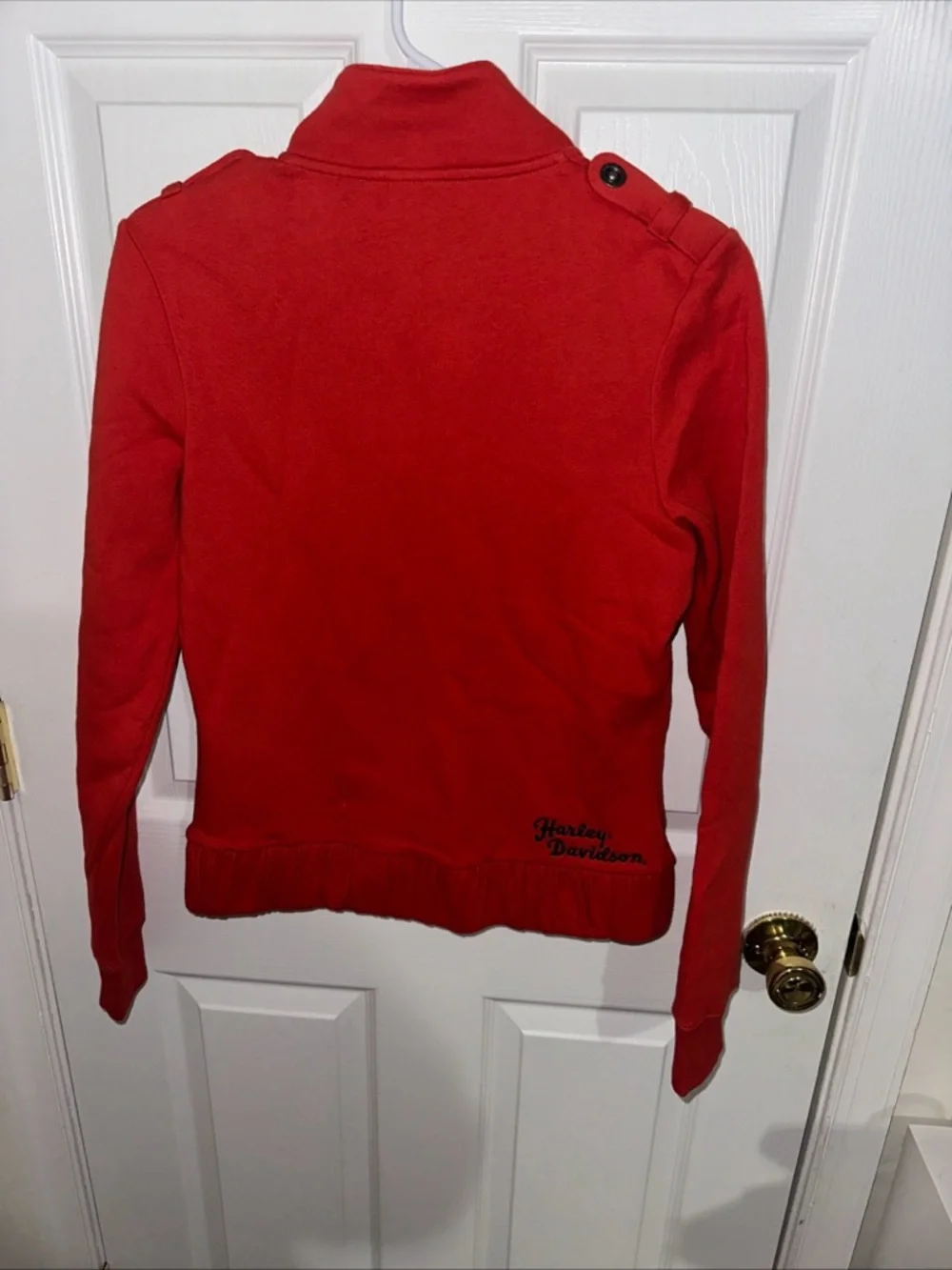 Harley-Davidson Women's Bright Red Zip-Up Bomber Jacket - Picture 4 of 6